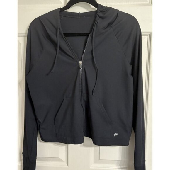 Fabletics Women’s Cropped Black Jacket With Thumb Holes Sleeves Size Women Large - Picture 4 of 6